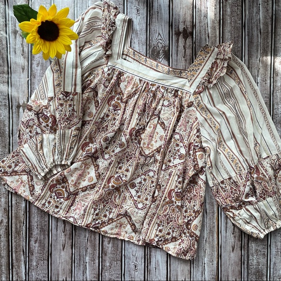 Cato Tops - Cato white square neck floral blouse size Large
